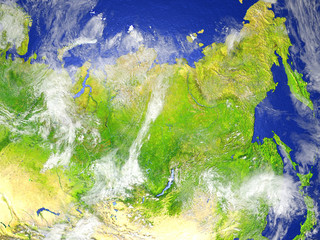 Siberia on realistic model of Earth