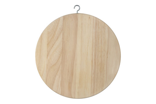 Round Wooden Cutting Board Isolated On White