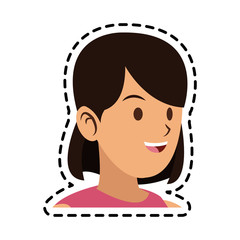 happy woman with pink top icon image vector illustration design 