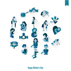 Fototapeta premium Happy Mothers Day Icons