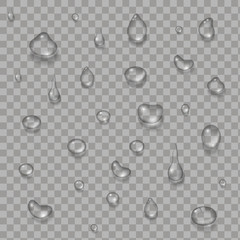 Water drops realistic on transparent background