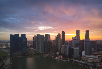 Obraz na płótnie Canvas Singapore city CBD aerial photography asian financial centre urban 