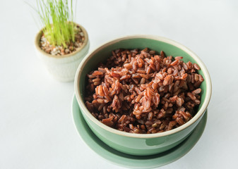 Steamed whole grain traditional thai rice best rice for healthy and clean food