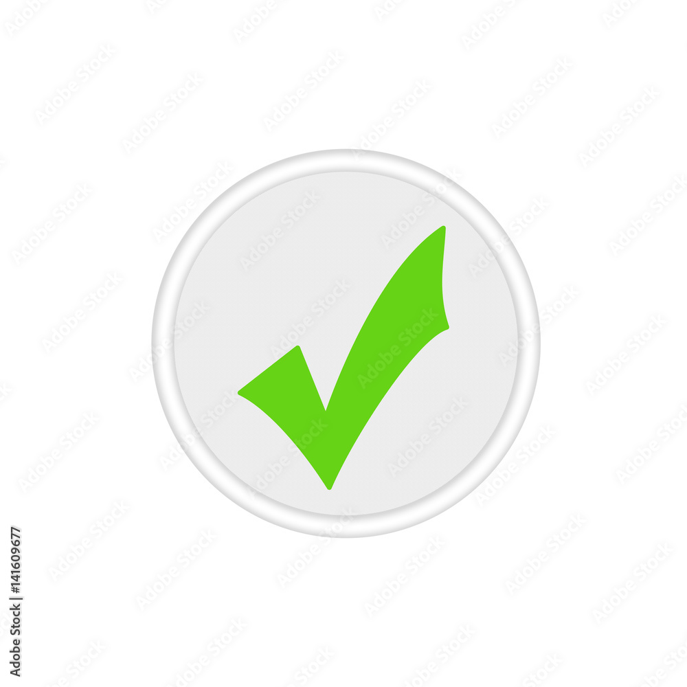 Aufkleber confirmation sign of green color. round button with small graphic pattern inside.
