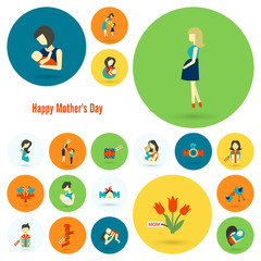 Fototapeta na wymiar Happy Mothers Day Icons