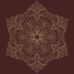 Oriental golden pattern with arabesques and floral elements. Traditional classic ornament