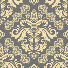 Seamless baroque golden pattern. Traditional classic orient ornament