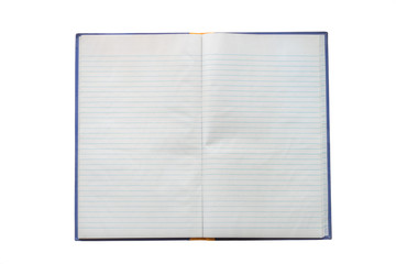 Open notebook with line isolated on white background, with clipping path.