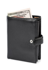 Naklejka premium Black leather wallet
