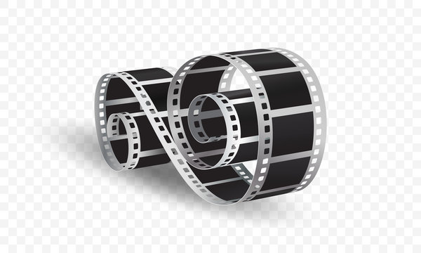 3D vector film strip isolated on transparent background, vector illustration. 