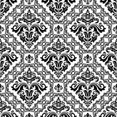 Damask classic black and white pattern. Seamless abstract background with repeating elements