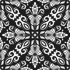 Damask classic black and white pattern. Seamless abstract background with repeating elements