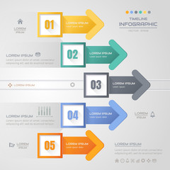 Infographics Arrow design template with icons, process diagram, vector eps10 illustration