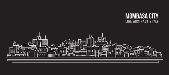 Cityscape Building Line art Vector Illustration design - Mombasa city