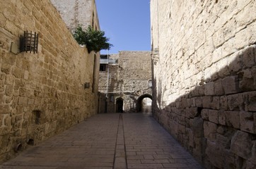 Fototapeta na wymiar The medieval streets of Akko