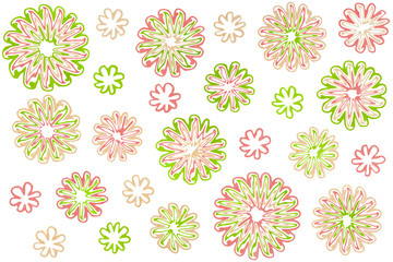 Watercolor abstract flowers on white background