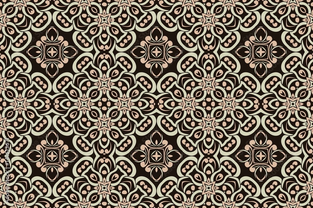 Poster abstract symmetrical pattern art deco elements of geometric figures on a light background