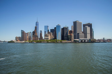 Fototapeta na wymiar Skyline of Manhattan as Seen from the Staten Island Ferry, USA