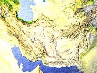 Fototapeta premium Iran and Pakistan region on realistic model of Earth