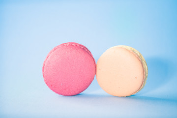 Assorted colorful french cookies macaroons, Almond cookies with pastel colors