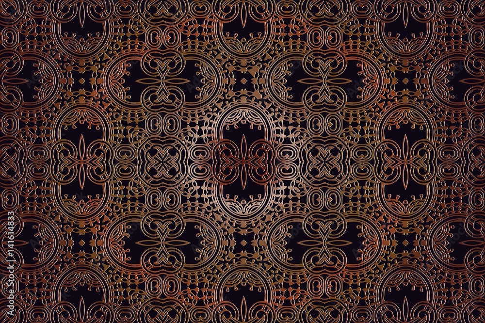 Aufkleber abstract background of openwork vintage bronze color lines pattern style baroque