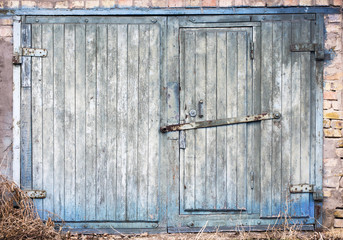 old wood warehouse door, hangar