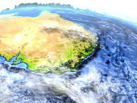 East coast of Australia on Earth - visible ocean floor