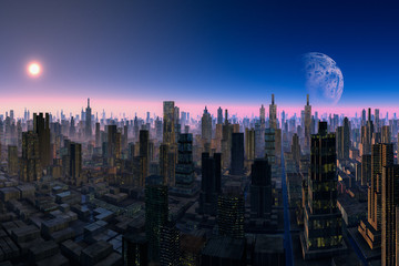 Obraz premium Scifi Citylights