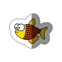 surprised fish scalescartoon icon, vector illustration design