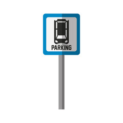 parking zone road sign icon over white background. colorful design. vector illustration