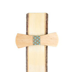 Wood bow tie on a white background