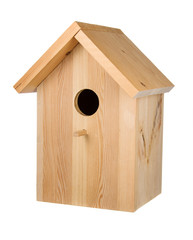 Obraz na płótnie Canvas Little wood birdhouse isolated