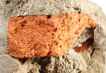 The old and dirty piece of damaged concrete wall represent the construction concept related idea.