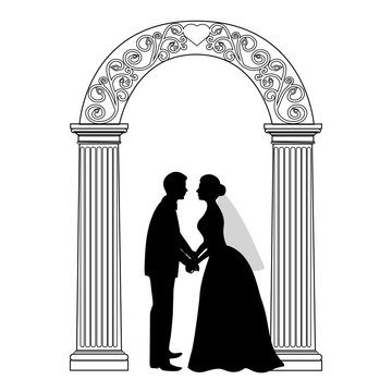 recommend clip art: Wedding arch with bride and groom.