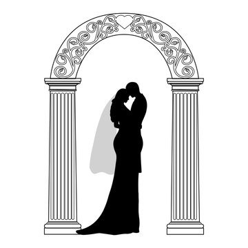 recommend clip art: Wedding arch with bride and groom.