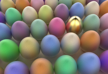 Fototapeta na wymiar Easter. Multicolored eggs 3d rendering