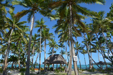 Fototapeta na wymiar Landscape of a resort on tropical beach in Fiji
