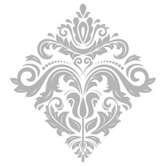 Elegant silver ornament in the style of barogue. Abstract traditional pattern with oriental elements