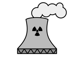 原子力発電所(マーク黒、煙)