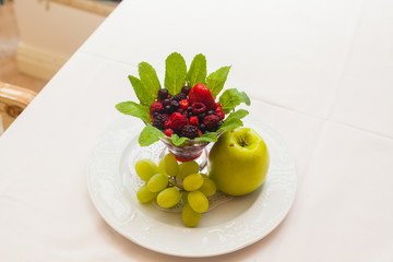 Fresh Organic Fruit Salad on a plate.