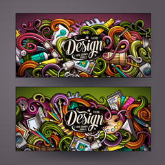 Cartoon colorful vector doodles design banners