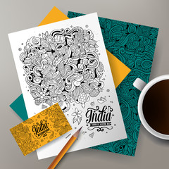 Cartoon doodles India corporate identity set