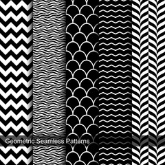 Collection of geometric seamless patterns. 