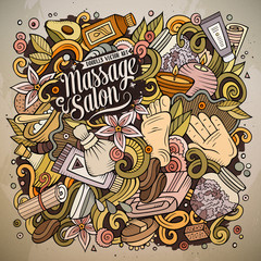 Fototapeta premium Cartoon cute doodles hand drawn Massage illustration