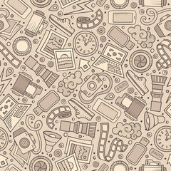 Cartoon cute hand drawn Cinema seamless pattern