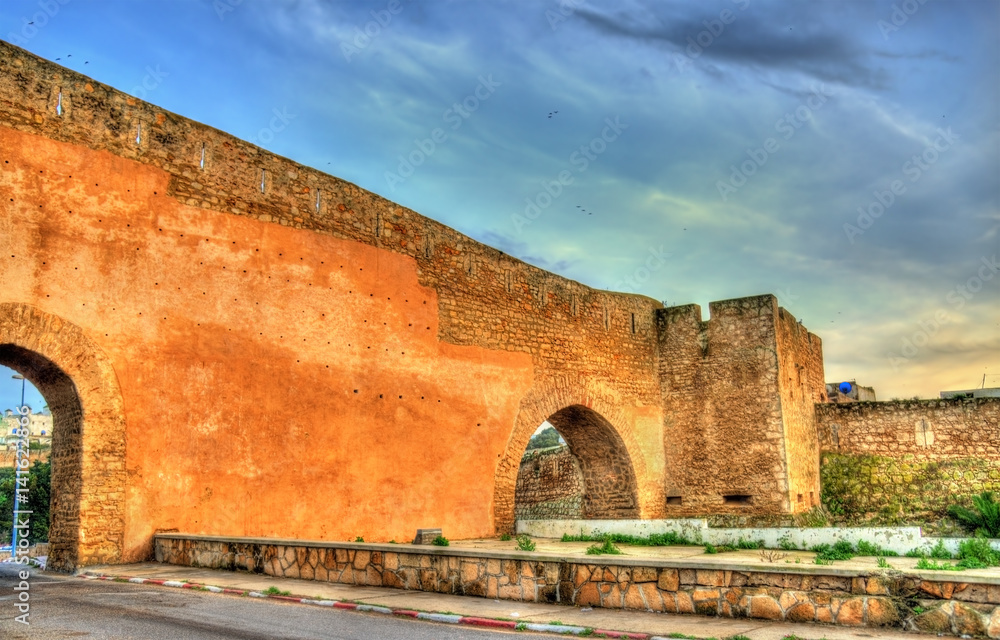 Sticker ancient city walls of safi, morocco