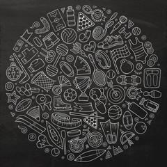 Vector set of Sport cartoon doodle objects