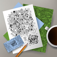 Cartoon doodles Sport corporate identity set
