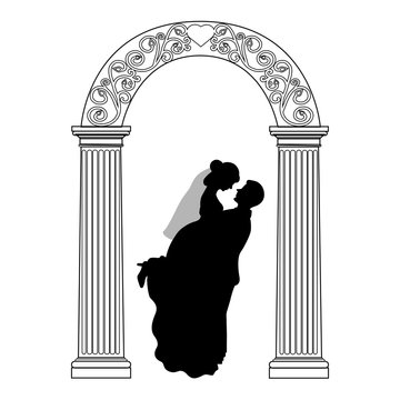 recommend clip art: Wedding arch with bride and groom.