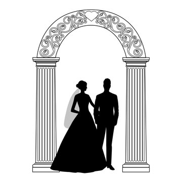 recommend clip art: Wedding arch with bride and groom.